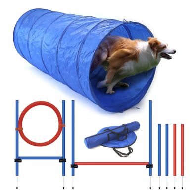 Agility Set mit Tunnel, Einsteiger-Set, Hundetraining, Hundeparcour / mit Tunnel