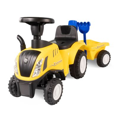 Rutschauto Traktor New Holland gelb mit Anhänger, Kinderauto ab 1 Jahr / gelb