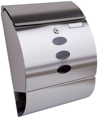 Briefkasten halbrund mit Zeitungsfach, Edelstahl