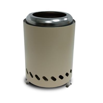 Tischfeuer beige, Tischkamin für Holzpellets oder Feuerholz, Feuerstelle Balkon / bei