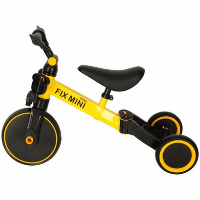 Dreirad Trike Fix Mini 3in1 mit Pedalen gelb Laufrad verstellbar bis 30 kg