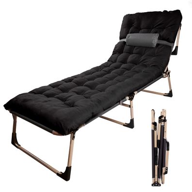 Feldbett klappbar LUARO 193 cm Campingliege mit Kissen Stahl bis 120 kg
