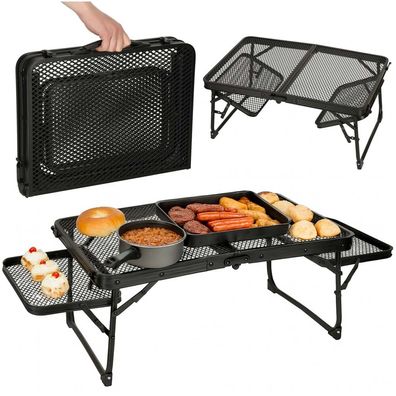 Campingtisch LUARO klappbar Aluminium mit Seitenablagen 87 x 40 x 27 cm schwarz