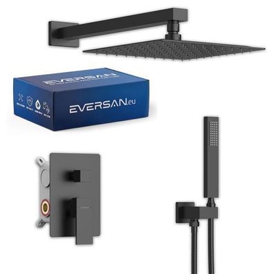 Eversan Unterputz-Duschset Premium TORIN Schwarz mit Box Einhebelmischer