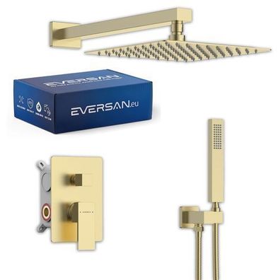 Eversan Unterputz-Duschset Premium TORIN Gold gebürstet mit Box Einhebelmischer