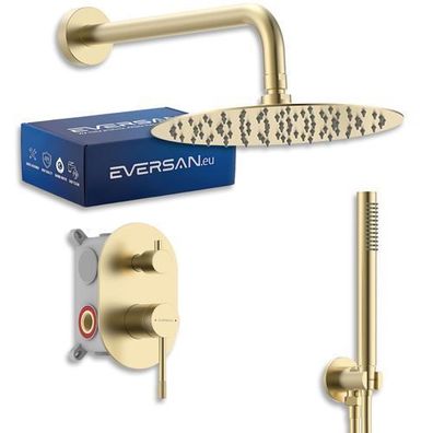 Eversan Unterputz-Duschset Premium LOKE Gold gebürstet mit Box Einhebelmischer