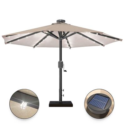 SUN MARINO | Sonnenschirm | Rund | Ø 300 cm | Taupe | LED | Ampelschirm,