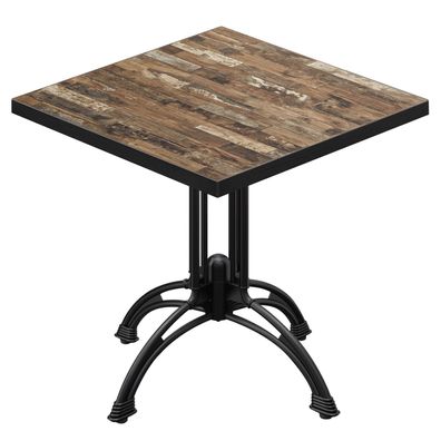 BMLG | Bistro Tisch | 60 x 60 x 75 cm | Quadratisch | Schwarzer Rand | Vintage Old