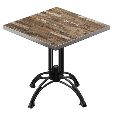 BMLG | Bistro Tisch | 80 x 80 x 75 cm | Quadratisch | Edelstahl Rand | Vintage Old