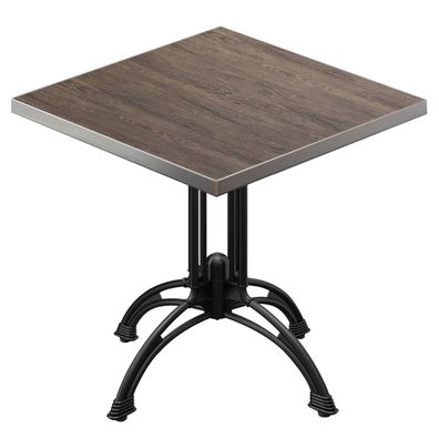 BMLG | Bistro Tisch | 80 x 80 x 75 cm | Quadratisch | Edelstahl Rand | Light Wenge