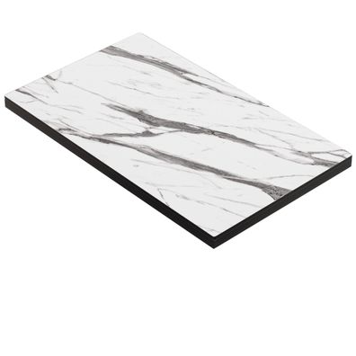 Compact STEEL | Gastro HPL Tischplatte | B: 120 x 70 cm | 4,2cm | Weiß Marmor |