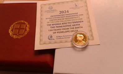 200 euro 2024 PP Griechenland Penelope Delta nur 750 Ex., 7,98g Gold