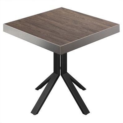 BE | Bistro Tisch | 60 x 60 x 77 cm | Quadratisch | Edelstahl Rand | Light Wenge