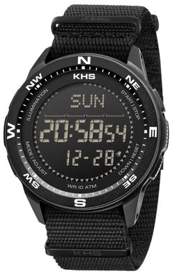 KHS Herren-Digitaluhr Recon DC Neocarb® Natoband Schwarz RECD. NB