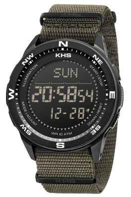 KHS Herrenarmbanduhr Digital Recon DC Neocarb® Natoband Oliv RECD. NSGO