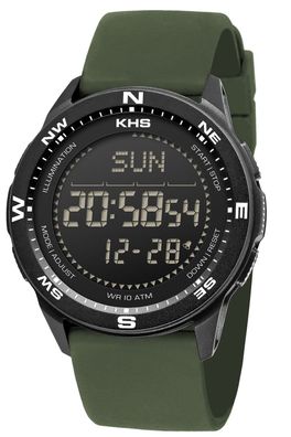 KHS Herren-Armbanduhr Digital Recon DC Neocarb® Silikon Oliv RECD. SSGO