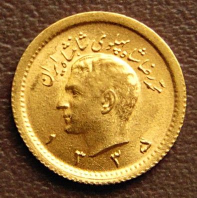 IRAN. 1/4 Pahlavi 1335 (1956). Gold 900