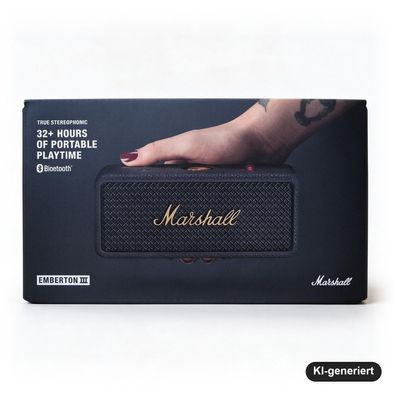 Marshall Emberton III Bluetooth-Lautsprecher, tragbar, IP67, 32 Std. Akku, Black