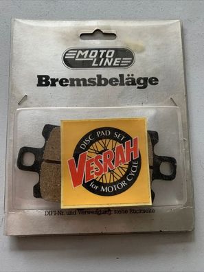Yamaha RD 250 / 350 Bremsbeläge Vesrah 4L0-W0045-00 , Vorne Front NEU,