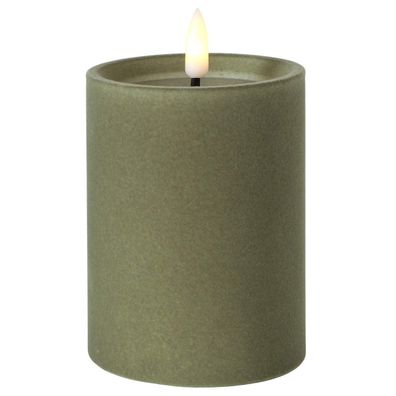 LED-Kerze Velvetta beflockt grün Ø 7,5 cm Höhe 12,5 cm