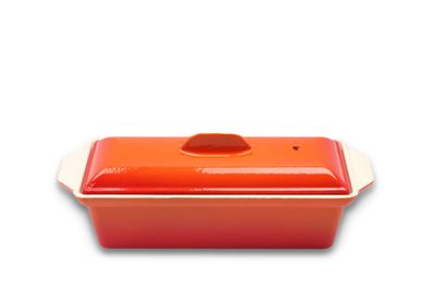Vogue Terrinenform 1,3 L Gusseisen emailliert Orange Creme induktionsgeeignet