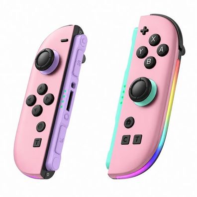 Joypad für Nintendo Switch 2 (Links & Rechts) Pink – RGB Controller mit Turbo, NFC, 9
