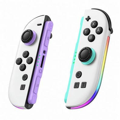 Joypad für Nintendo Switch 2 (Links & Rechts) Weiß – RGB Controller mit Turbo, NFC, 9