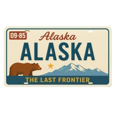 Blechschild 15x30cm - Alaska The Last Frontier Retro USA