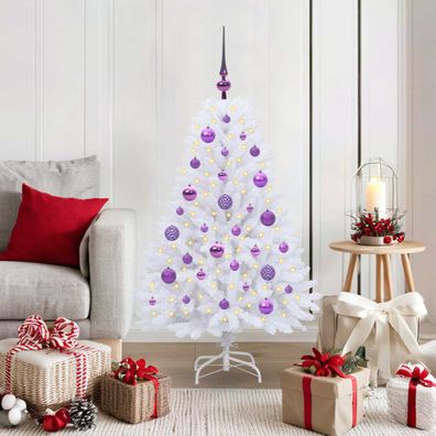 vidaXL Künstlicher klappbarer Weihnachtsbaum Weiß 120 cm PVC und Stahl