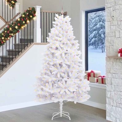 vidaXL Künstlicher klappbarer Weihnachtsbaum Weiß 270 cm PVC und Stahl