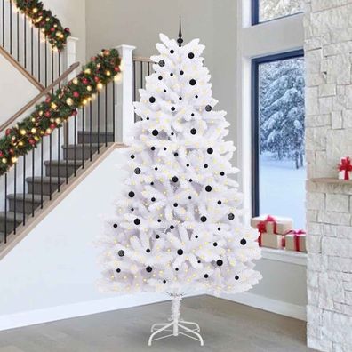 vidaXL Künstlicher klappbarer Weihnachtsbaum Weiß 300 cm PVC und Stahl