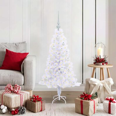 vidaXL Künstlicher Weihnachtsbaum Weiß 120 cm PVC und Stahl