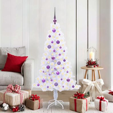 vidaXL Künstlicher Weihnachtsbaum Weiß 150 cm PVC und Stahl
