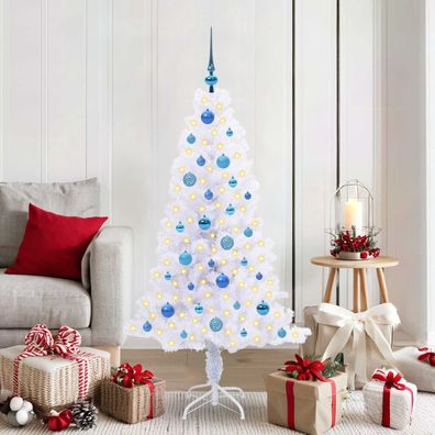 vidaXL Künstlicher Weihnachtsbaum Weiß 150 cm PVC und Stahl