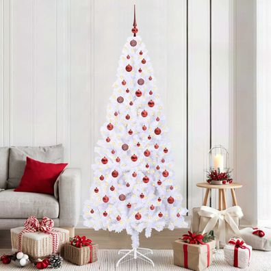 vidaXL Künstlicher Weihnachtsbaum Weiß 210 cm PVC und Stahl