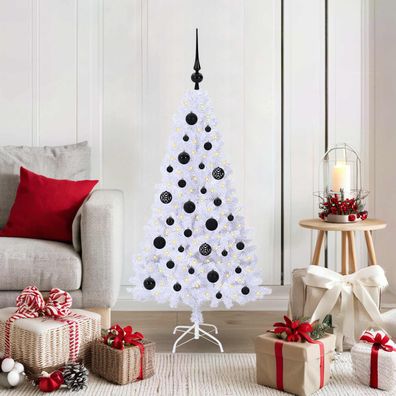 vidaXL Künstlicher Weihnachtsbaum Weiß 120 cm PVC und Stahl