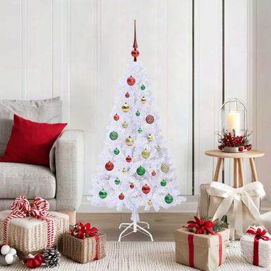vidaXL Künstlicher Weihnachtsbaum Weiß 120 cm PVC und Stahl