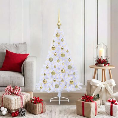 vidaXL Künstlicher Weihnachtsbaum Weiß 120 cm PVC und Stahl