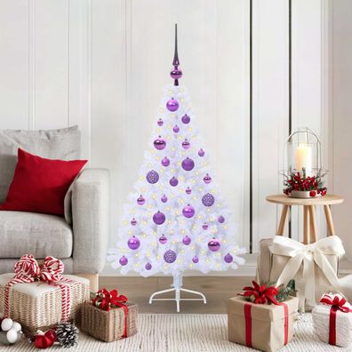 vidaXL Künstlicher Weihnachtsbaum Weiß 120 cm PVC und Stahl