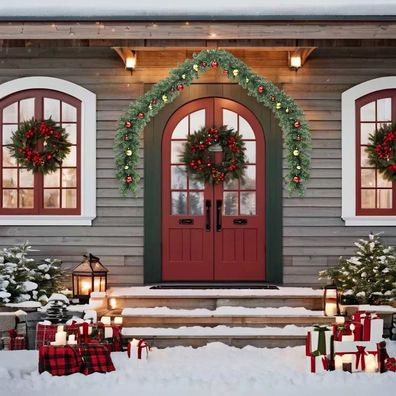 vidaXL Weihnachtsgirlande mit Kugeln und LED-Leuchten 5 m