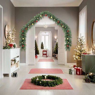 vidaXL Weihnachtsgirlande Geschmückt mit Kugeln und LED-Lichtern 10 m