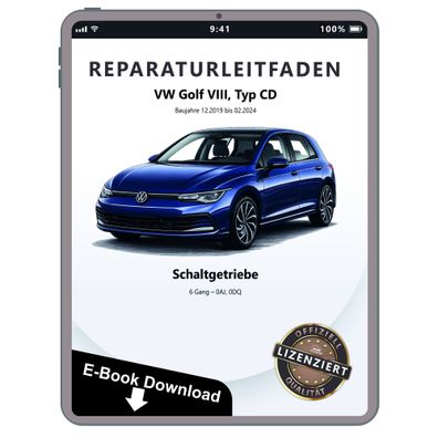 VW Golf 8 CD 2019-2024 6 Gang Schaltgetriebe 0AJ 0DQ Reparaturanleitung eBook