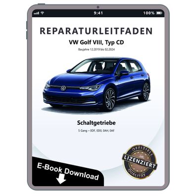 VW Golf 8 CD 2019-2024 5 Gang Schaltgetriebe 0AH 0AF Reparaturanleitung eBook