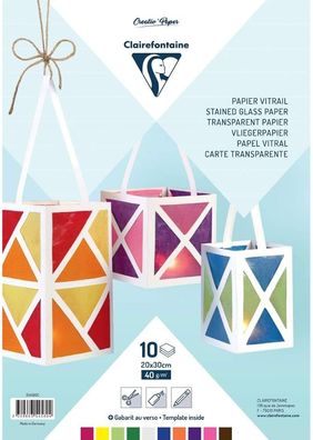Clairefontaine Transparentpapier, Packung mit 10 Bogen sortiert im Format 20x30cm
