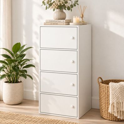 Moderne, geräumige Büro-Kommode / Schrank - groß, weiß, im skandinavischen Stil,