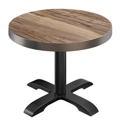 BSD | Bistro Tisch | Ø 70 x 77 cm | Rund | Edelstahl Rand | | Sheesham / Schwarz |