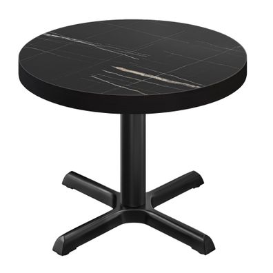 BSM | Bistro Tisch | Ø 70 x 77 cm | Schwarzer Rand | Rund | Schwarz Marmor / Schwarz