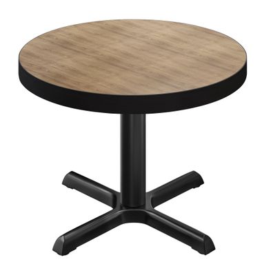 BSM | Bistro Tisch | Ø 70 x 77 cm | Schwarzer Rand | Rund | Eiche / Schwarz |