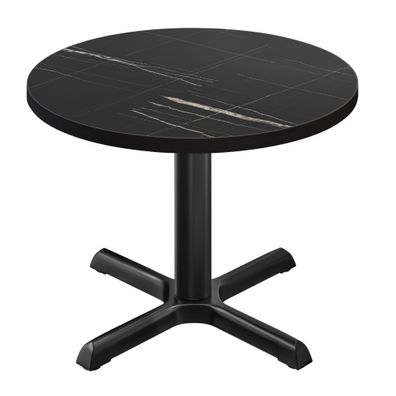BSM | Bistro Tisch | Ø 70 x 74,5 cm | Schwarzer Rand | Rund | Schwarz Marmor