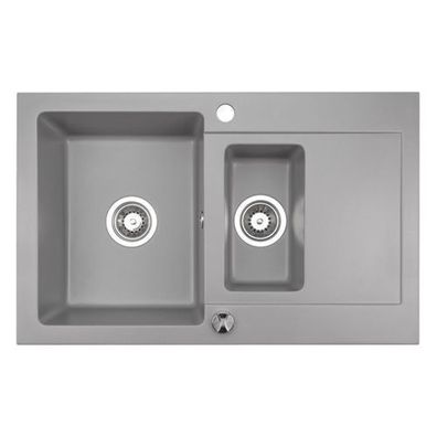 Manestein Granitspüle Cordeo 79 rechteckig 79 x 50 cm mit Abtropffläche Grau